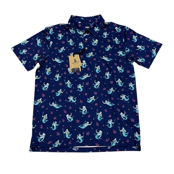 Chubbies Golf Polo Men's Medium The Triton Of The Sea Performance Polo Blue NEW - Picture 2 of 12